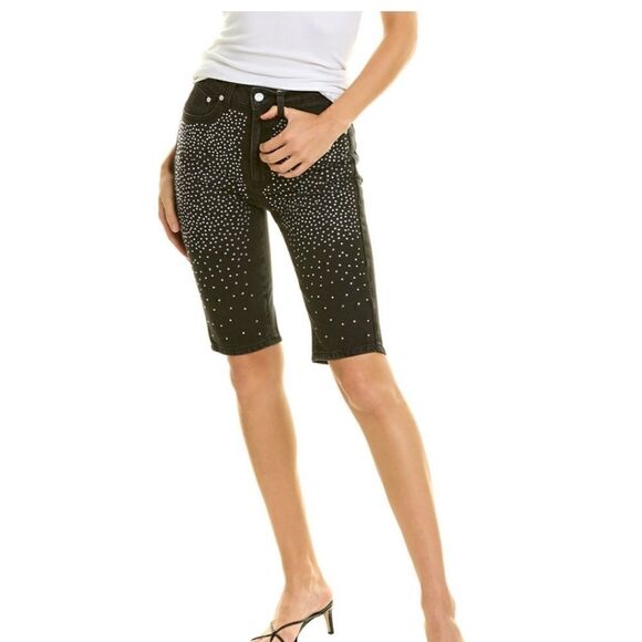 CHIARA FERRAGNI Long Short Crystal Black Denim - Picture 1 of 7